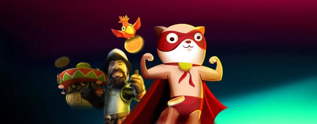 SuperCat Casino SuperCat Kasyno – kot-superbohater na banerze kasyna online